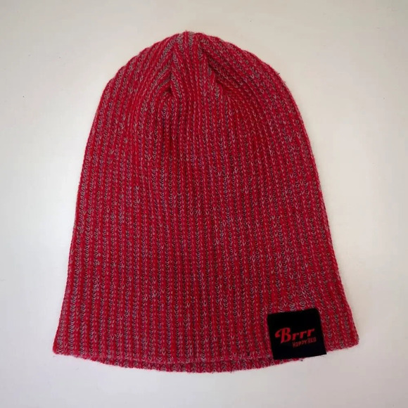 Slouchy Beanie Knit Heathered Red and Gray  Brrr Hoppy Red - Picture 5 of 9